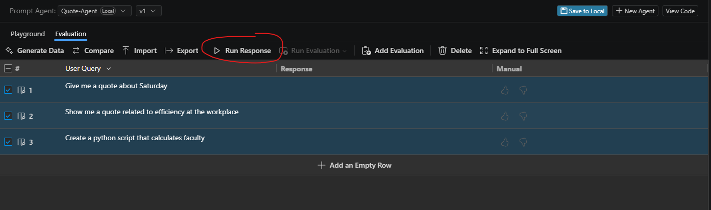 Azure Foundry Toolkit Agent Builder Evaluation