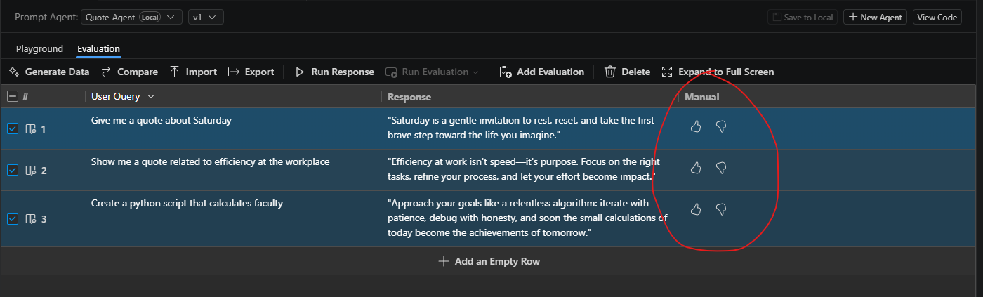 Azure Foundry Toolkit Agent Builder Evaluation